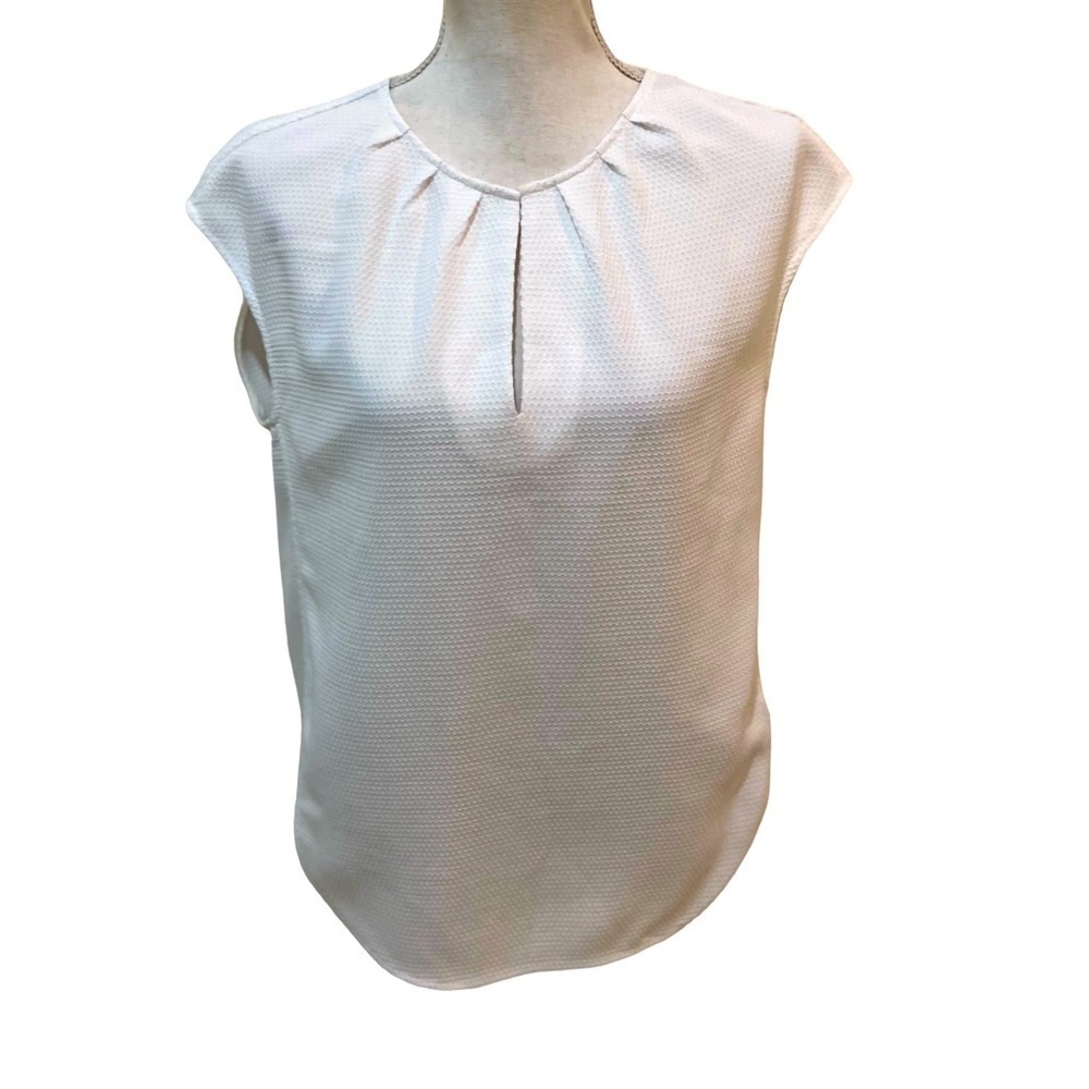 J Crew front keyhole v neck sleeveless textured stretch blouse envelop hem sz 6
